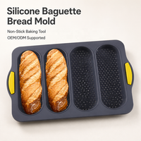 Moule à pain baguette en silicone personnalisé KEPHYLON avec logo, perforé, pour pain français, avec poignées antidérapantes, non toxique, résistant à la chaleur