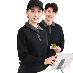 WeiZhen Custom Work Uniforms Long Sleeve Polo Shirt With Logo Printing For Restaurant Staff Autumn Winter Wear - Product Image 5