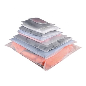 Matte Transparent Custom With Logo Clear Frosted For Garment Socks Plastic PE Zipper Bag Zip-lock Bag