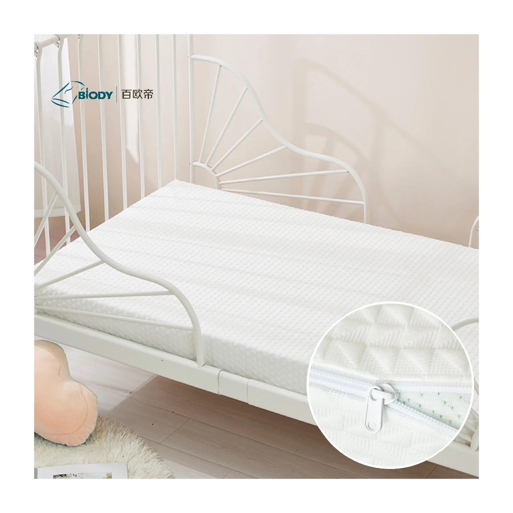 Bé Giường cũi bedsheets tre không thấm nước nệm Bìa Protector với dây kéo cho bé encasement