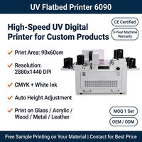 Nouvelle imprimante DTF UV intégrée 60x90cm à enroulement plat avec encre à solvant pour l'impression haute vitesse de signalétique en verre acrylique