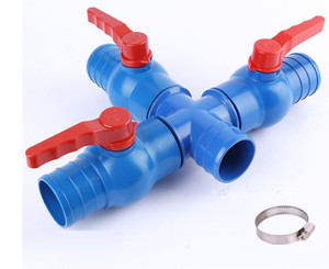 Vanne à boisseau sphérique en plastique à trois voies pour l'irrigation agricole et domestique, raccords de tuyauterie d'<span class=keywords><strong>arrosage</strong></span> goutte à goutte, <span class=keywords><strong>tuyau</strong></span> plat <span class=keywords><strong>50mm</strong></span> Chun - Product Image 1