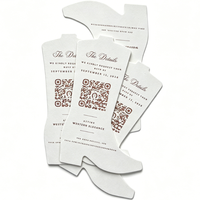Carte de vœux unique en forme de botte découpée, en papier texturé épais, avec code QR personnalisé et texte en relief, pour invitation de mariage ou carte de détail