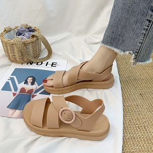 Sandales Romaines d'Extérieur <span class=keywords><strong>Tendance</strong></span> d'Été Style Coréen pour Femmes, Couleur Unie, Design Simple, Idéales pour Étudiantes et Plage, Mignonnes, Vente en Gros - Product Image 3