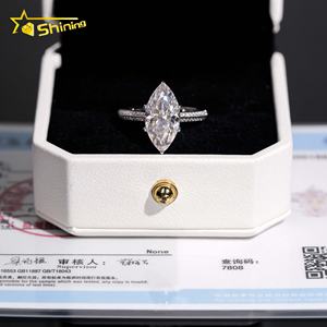 맞춤 제작 여성 약혼 반지 18K 진짜 금 트렌디 3캐럿 마퀴즈 컷 모이사나이트 다이아몬드 반지 고급 주얼리 - Product Image 2