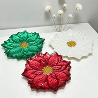 Assiette de service en verre avec centre floral 3D doré, pour mariage, banquet, décoration de la maison, plat en verre, centre de table, restaurant, goûter