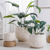 Jardinières en fibre de verre personnalisées minimalistes décoration de jardin Pot de fleur blanc grands Pots en argile de fibre mate de ciment