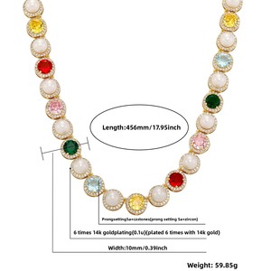Multicolourful 10mm <b>Iced</b> <b>Out</b> Bling Clustered Tennis <b>Chain</b> New Design Hip Hop 5A Zircon Bracelet Fashion Round Square Necklace - Product Image 3