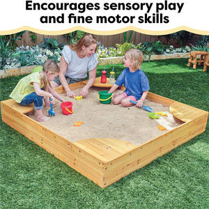 <span class=keywords><strong>Bac</strong></span> à <span class=keywords><strong>sable</strong></span> en <span class=keywords><strong>bois</strong></span> d'arrière-cour <span class=keywords><strong>avec</strong></span> les sièges faisants le coin intégrés et la couverture de maille - Product Image 4