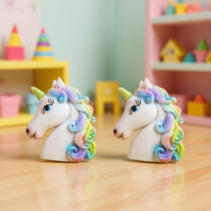 Blocs magnétiques décoratifs pour cheveux en forme de tête de licorne arc-en-ciel - Product Image 3