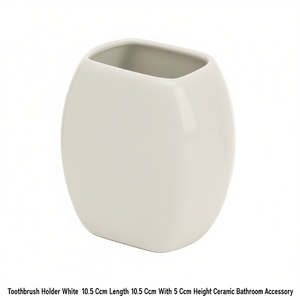 Portacepillos de Dientes Blanco, 10.5 cm de Largo, 10.5 cm de Ancho, 5 cm de Alto, Accesorio de Baño de Cerámica - Product Image 3