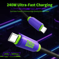 Cable USB C a C de 240W de Alta Resistencia, Transferencia de Datos de Alta Velocidad de 480Mbps, Cable de Carga Rápida para Teléfonos, Laptops y Dispositivos de Juego
