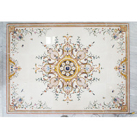 Médaillon de marbre Waterjet à motifs floraux de fabrication Gulf Arabia, carrelage de sol incrusté pour projets de palais royaux, villas, halls et Majlis