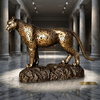 Sculpture de léopard en bronze massif sur mesure - Art animalier classique personnalisé, sur commande, sculpture en bronze