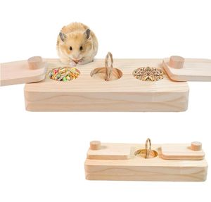 Çok Fonksiyonlu Ahşap El Sanatları 3'ü 1 Arada Hamster Zenginleştirme Oyuncakları Küçük Hayvanlar İçin Ahşap Gine Domuzu Yem Arama Oyuncakları - Product Image 1