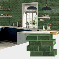 Autocollant de carrelage vert émeraude 3D en gel, à coller et à décoller, crédence de cuisine imperméable, panneaux muraux amovibles pour hôtel