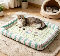 Tapis rembourré quatre côtés pour chat, coussin doux en laine à carreaux pour animaux de compagnie, literie de protection intérieure pour cage et canapé, vente en gros