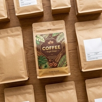 Sachet de café écologique durable en PE Kraft, étanche, à huit soudures latérales, avec fermeture éclair supérieure, fond carré, à découpe facile, imprimé sur mesure pour aliments et grains