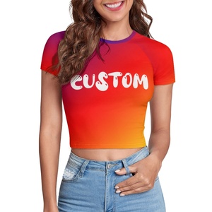 Womens Wholesale Summer T-Shirts Featuring Custom <strong>Jamaican</strong> Flag Crop <strong>Tops</strong> Ideal for Jamaica Vacations - Product Image 4
