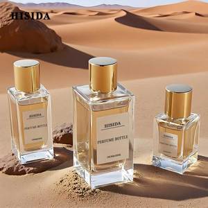 ขวดน้ำหอมทรงสี่เหลี่ยมขนาด30มล. 50มล. 100มล. ขวดน้ำหอมแก้วสเปรย์เปล่าพร้อมฝาสีทองดีไซน์ตามสั่ง - Product Image 1