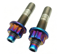 Boulon de moyeu de roue automobile en alliage de titane Gr5, goujon de roue de voiture M16x1.5 45mm bleu-violet brûlé, fixation en titane usinée CNC pour voitures