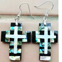 Boucles d'oreilles en coquille d'ormeau de Nouvelle-Zélande pour femmes et hommes Style classique avec pendentifs en cuivre