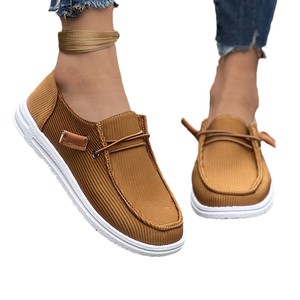 Mocassins pour femmes à coupe décontractée, fermeture à cordon réglable, semelle légère et non rigide pour un usage quotidien décontracté - Product Image 1