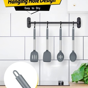 Ensemble d'ustensiles de cuisine en acier inoxydable de haute qualité, spatules en silicone, ustensiles de cuisine pour la cuisson - Product Image 5