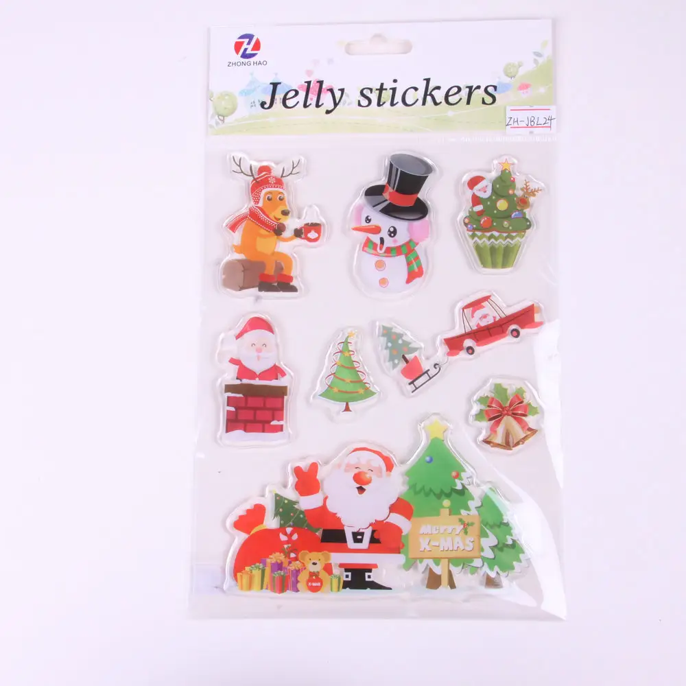hot selling jelly sticker Kids Jelly Sticker Holiday Decoration UV Printing Gel Sticker 4 Color