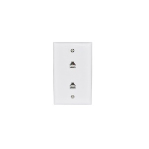 Plaque murale double blanche en promotion avec deux prises <span class=keywords><strong>RJ45</strong></span> <span class=keywords><strong>ou</strong></span> <span class=keywords><strong>RJ11</strong></span> - Product Image 1