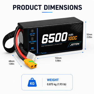 Batterie LiPo JOTEN 6500mAh 6S 22.2V 100C à décharge élevée 144.30Wh pour drone FPV professionnel, fournisseur OEM ODM, directement de l'usine - Product Image 4