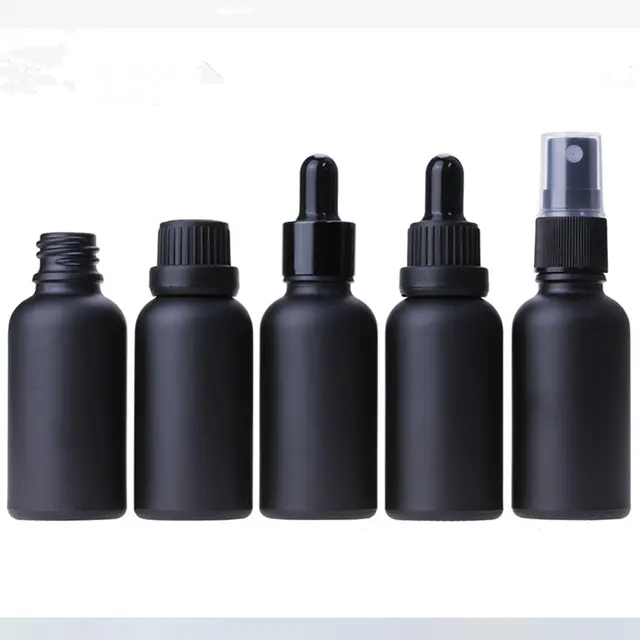 30ml matti erte schwarze Glas-Tropf flaschen 30ml schwarze Rauch öl flaschen 1 Unze Bartöl behälter