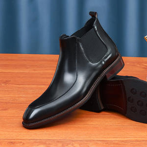 Botas de Tobillo para Hombre, Primavera-Otoño, Parte Superior de Cuero Genuino con Estampado de Leopardo, Suela de Goma, Impermeables, para Trabajo - Product Image 1