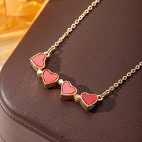 Collier réversible floral et cœur à quatre pétales, pendentif multi-porte 4-en-1, chaîne superposable en émail et zircon cubique pour femme, bijoux quotidiens