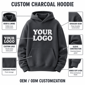 Sudadera con Capucha Personalizada OEM con Logotipo en Relieve, Puños Acanalados, Estilo Oversize, Ropa Urbana, Proveedor de Ropa de Marca Personalizada - Product Image 2