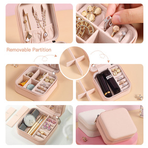 Estuche de Almacenamiento de Joyas Multifuncional Mini para Mujer, Portátil, para Viajes y el Hogar, para Exhibir Aretes, Collares y Anillos, con Cierre - Product Image 3