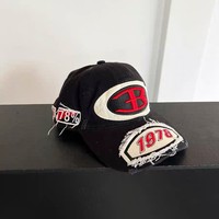HOULIN Gorra de Béisbol de 6 Paneles con Bordado de Letras Estilo Americano, Unisex para Adultos, para Exteriores; Visera Ancha y Profunda