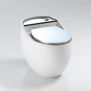 WC à poser au sol en forme <span class=keywords><strong>d</strong></span>'œuf avec texture <span class=keywords><strong>bois</strong></span>, siphon à jet elliptique, chasse <span class=keywords><strong>d</strong></span>'<span class=keywords><strong>eau</strong></span> par gravité - Product Image 2