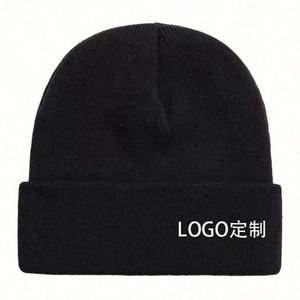Bonnet en acrylique tricoté unisexe pour adultes, collection Automne-Hiver 2025, décontracté, chaud, anti-froid, avec logo brodé personnalisé - Product Image 2