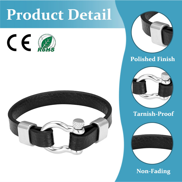 Custom Stainless Steel Horseshoe Buckle Bracelet
