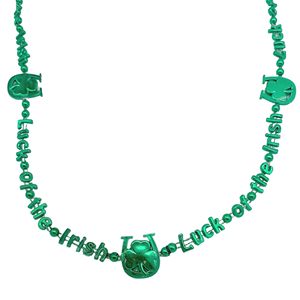 Collar de cuentas personalizado del Día de San Patricio de 36 pulgadas "Luck of the Irish", collar de trébol irlandés de trébol de la suerte, suministros para fiestas - Product Image 2