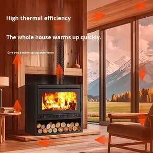 Chimenea de <span class=keywords><strong>leña</strong></span> de acero moderna, estilo decorativo, fácil instalación de inserción para sala de estar, Villa, Homestay, calentador de fuego interior - Product Image 3