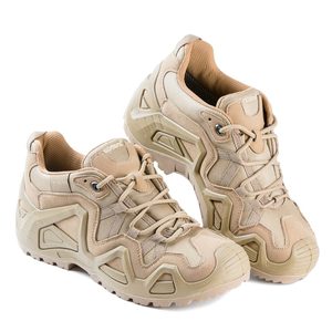 Men Low Cut Tactical Shoes Beige Artificial Nubuck <b>Waterproof</b> Tactical Boots Durable Rubber Outsole Outdoor Training Footwear - Product Image 2