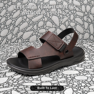 Nuevas Sandalias de Cuero de Alta Calidad con Tiras Cruzadas para Hombre, Talla Grande 47, Clásicas de Verano, Acolchadas, Planas, en Oferta, para el Mercado de Dubái - Product Image 2