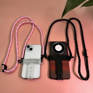 Work <b>Record</b> Mobile Phone Clip <b>Holder</b> Black Plastic Lazy Person Stand For Crossbody Bag With Strap Chain Lanyard - Product Image 2