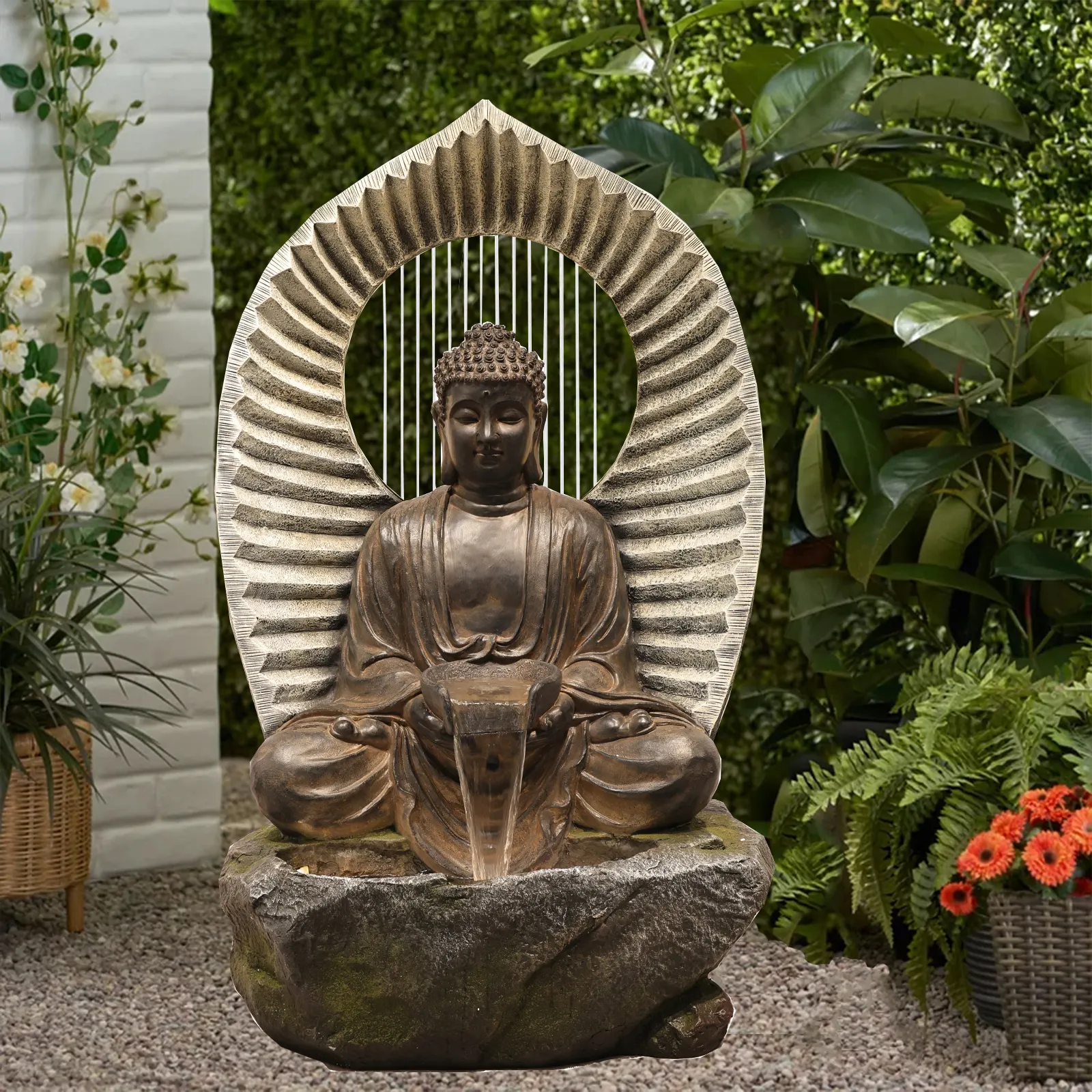 Hot Sell Sitzen Buddha Statue Outdoor Garten Wasserspiel Brunnen Outdoor Brunnen Meditieren Buddha Wasser brunnen