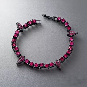 Pulsera de Cadena Geométrica Morada de Diseño Personalizado Único, Estilo Hiphop, Aleación, Pulseras para Hombre, Joyería de Moda - Product Image 2