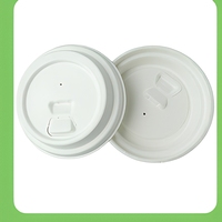 Couvercle de tasse en bagasse 80mm 90mm, compostable, en pulpe de canne à sucre, anti-fuite pour boissons chaudes à emporter