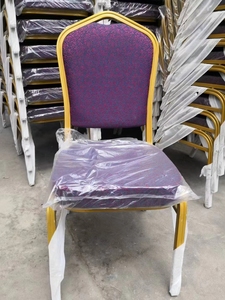 Chaises de mariage d'église en tissu empilables de haute qualité et bon marché, cadre en acier métallique, chaise de banquet d'hôtel utilisée à vendre - Product Image 2