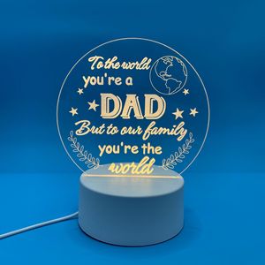 Luz de noche LED 3D personalizada, lámpara de acrílico romántica, diseño personalizado grabado, decoración de dormitorio, regalos de vacaciones para papá, mamá, hermano, amigo - Product Image 2